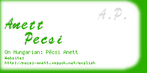 anett pecsi business card